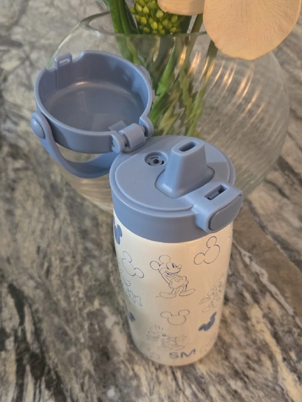 Kids Insulated Water Bottle with Blue Mickey Print